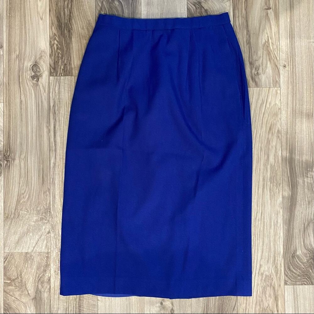 Pendleton 10 Cobalt Blue Satin-Lined Polyester Blend Crepe Skirt US Made!